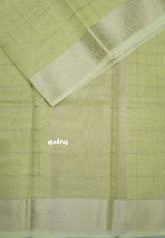 Pastel Green - Kushboo - Banarasi Kota Tissue Silk Zari Checks with Zari Border